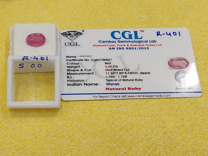 5.00 Carat Natural Old Ruby