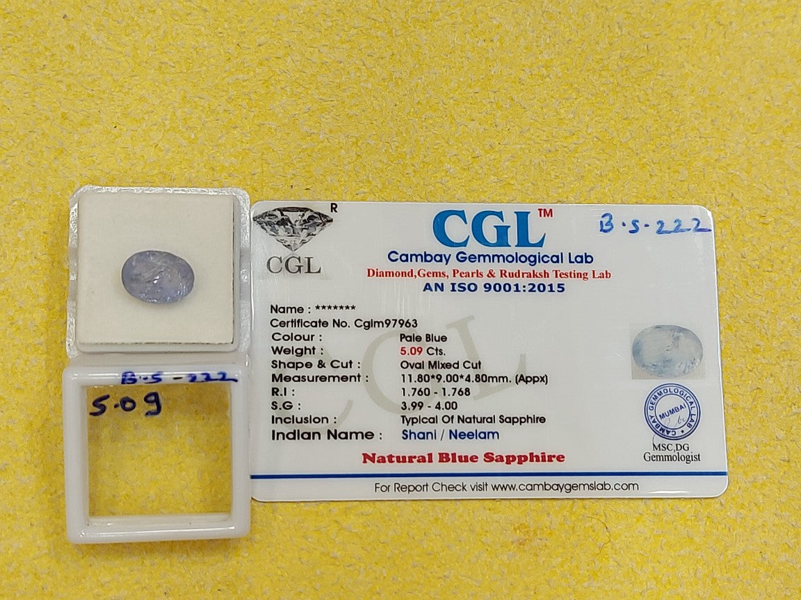 5.09 Carat Natural Blue Sapphire Stone