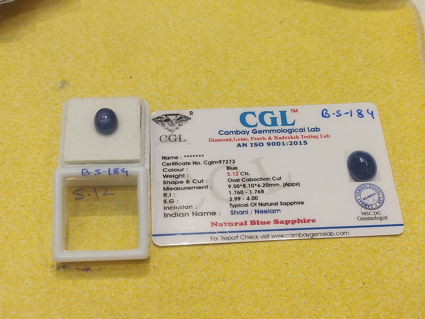 5.12 Carat Natural Blue Sapphire Stone