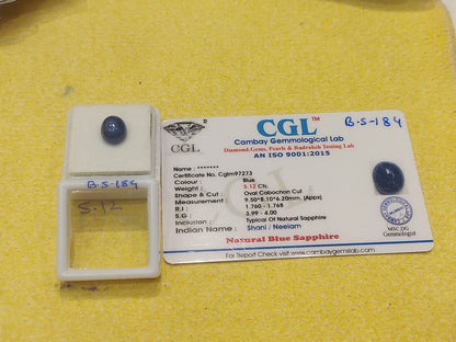 5.12 Carat Natural Blue Sapphire Stone