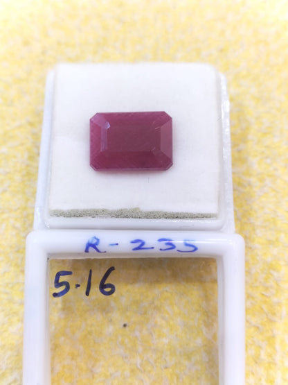 R-235 5.16 Carat Natural Old Ruby