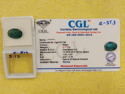 5.17	Carat Natural Emerald Stone