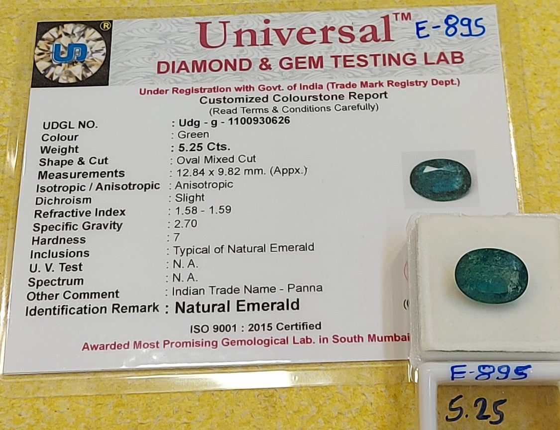 5.25 Carat Natural Zambain Emerald Gemstone
