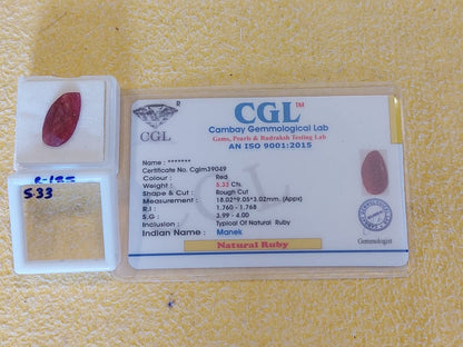 5.33 Carat Natural Old Ruby