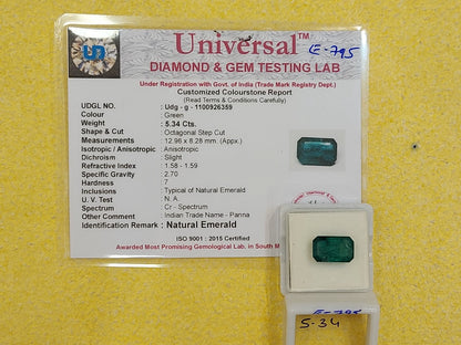 5.34 Carat Natural Emerald Stone