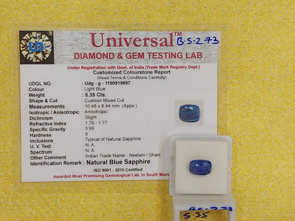 5.35 Carat Natural Blue Sapphire Stone