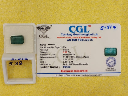 5.38 Carat Natural Emerald Stone