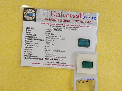 5.39 Carat Natural Emerald Stone