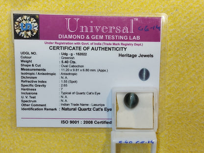 5.40 Carat Natural Cats Eye Stone