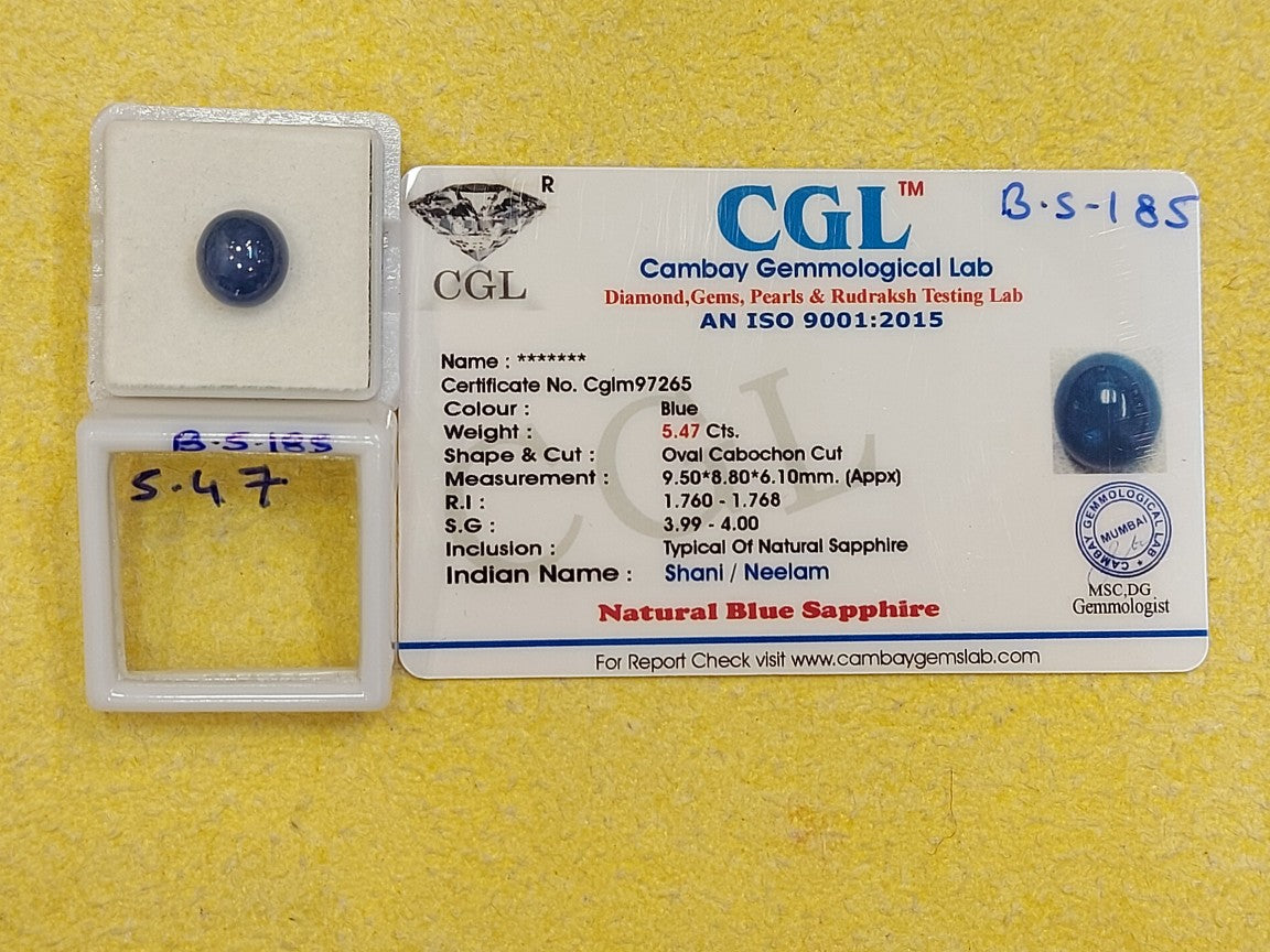 5.47 Carat Natural Blue Sapphire Stone