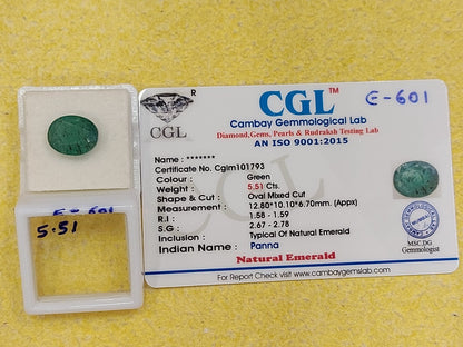 5.51	Carat Natural Emerald Stone