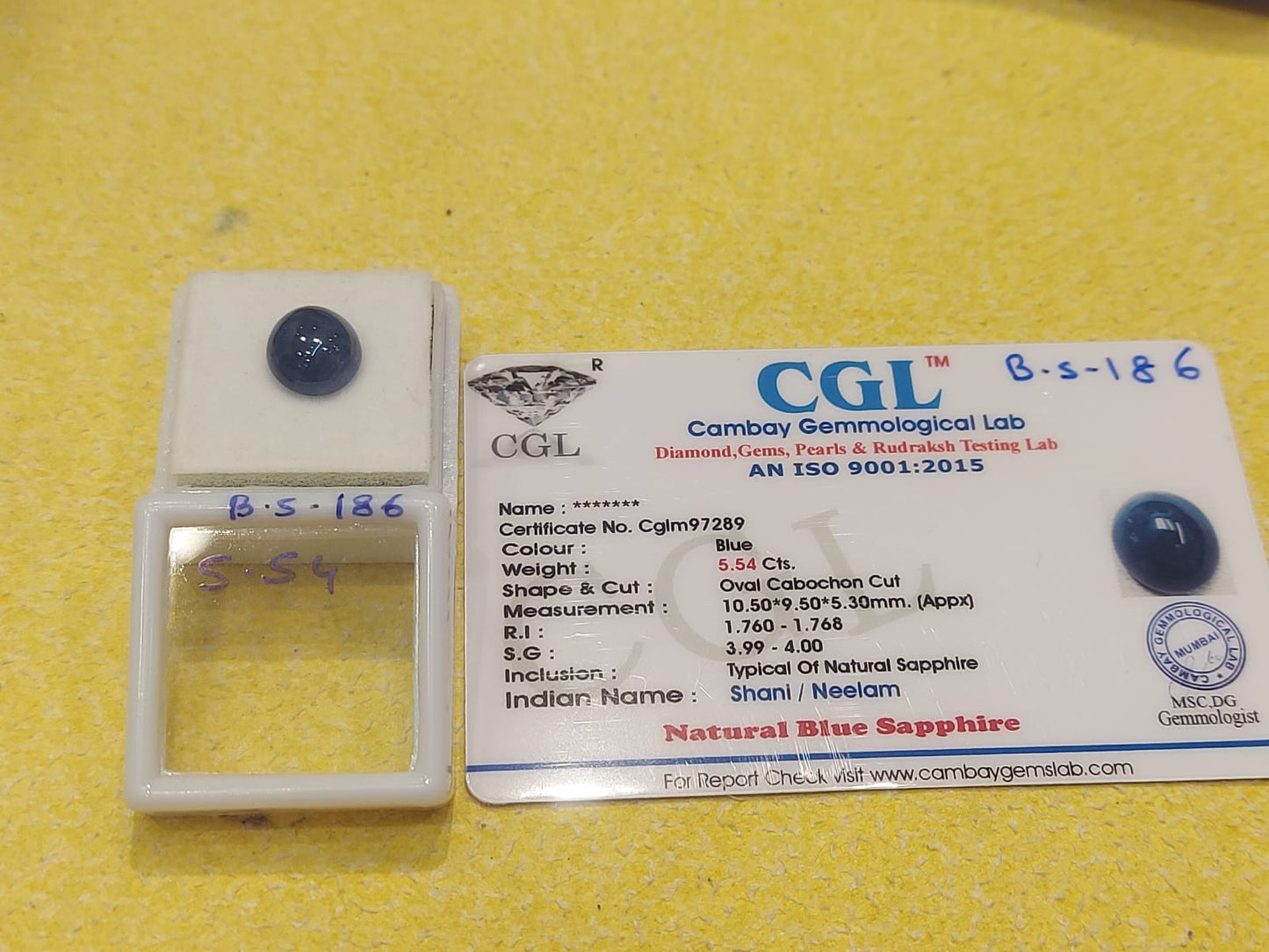 5.54  Carat Natural Blue Sapphire Stone