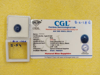 5.54  Carat Natural Blue Sapphire Stone