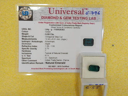 5.55 Carat Natural Emerald Stone
