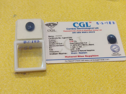 5.58 Carat Natural Blue Sapphire Stone