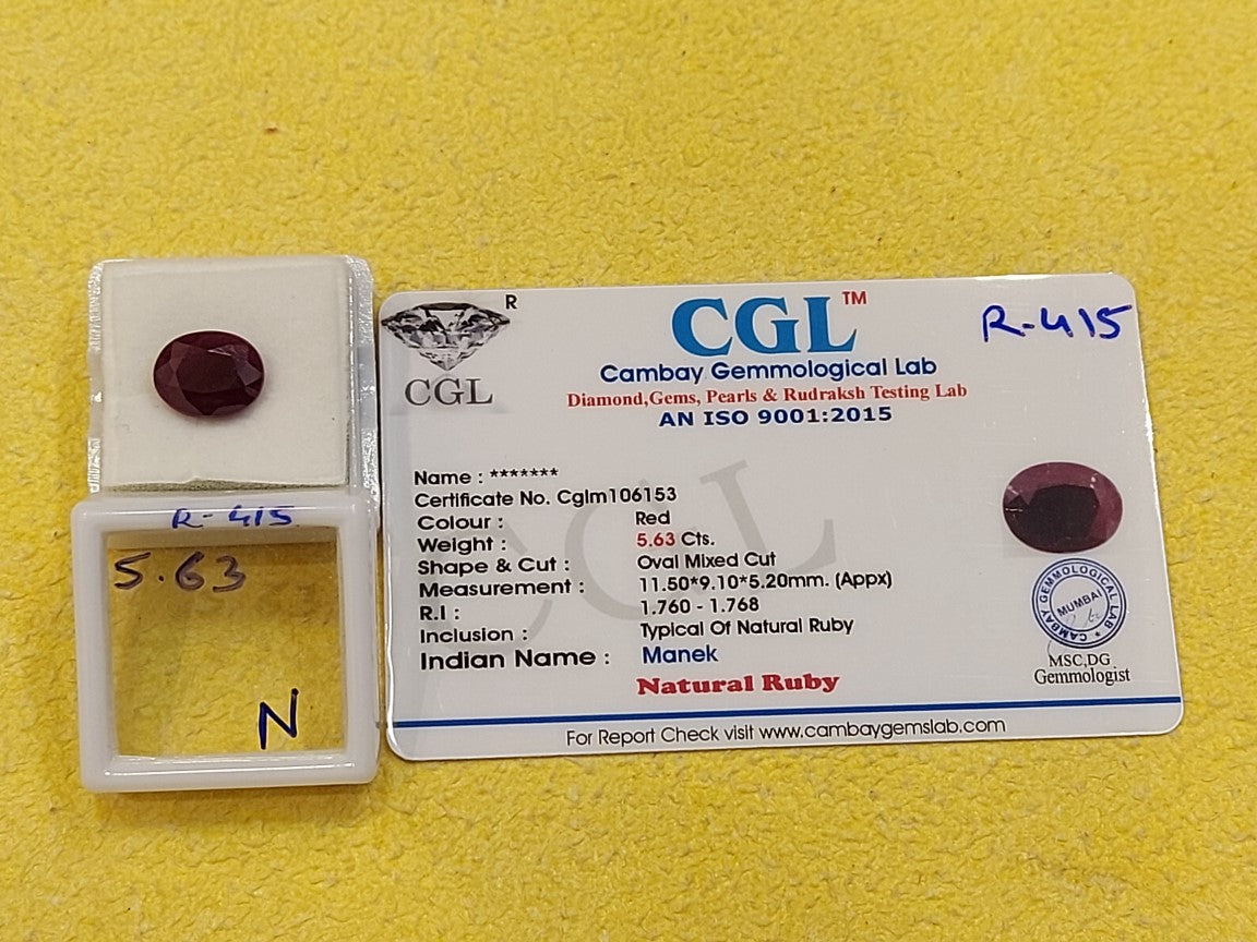 5.63 Carat Natural Old Ruby