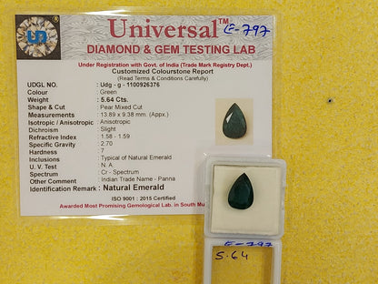 5.64 Carat Natural Emerald Stone