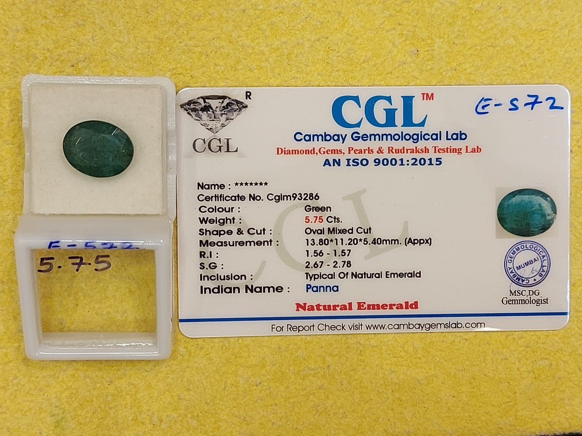 5.75	Carat Natural Emerald Stone