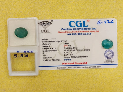 5.93 Carat Natural Emerald Stone unheated untreated natural zambian