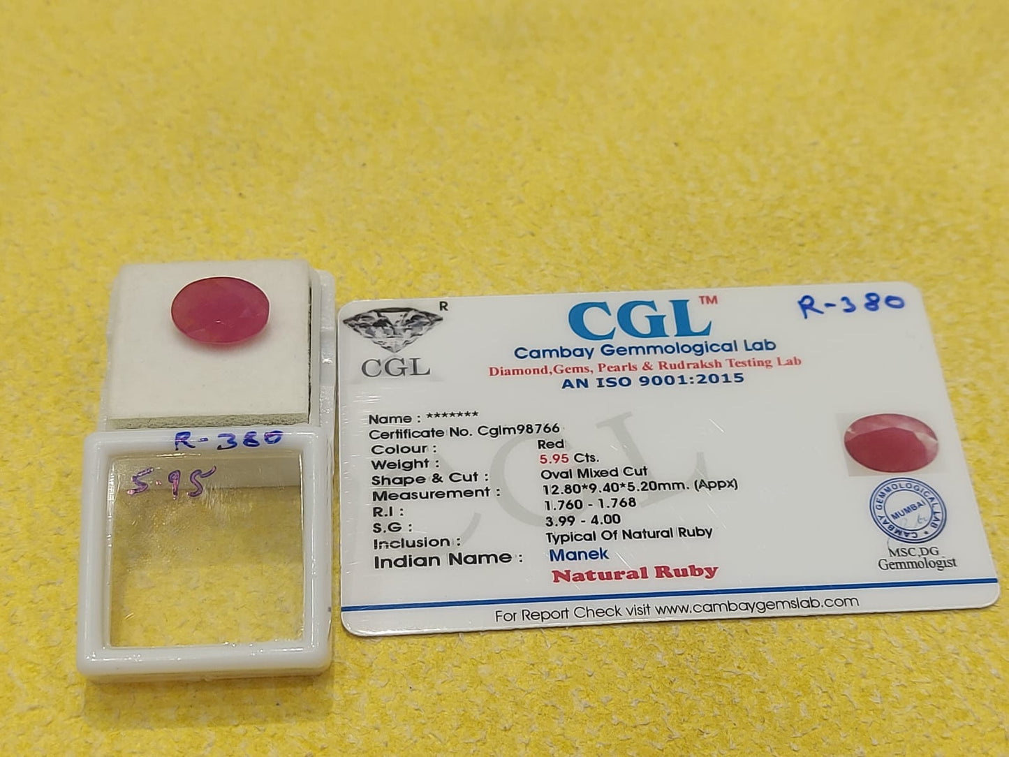 5.95 Carat Natural Old Ruby