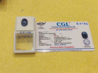 5.98  Carat Natural Blue Sapphire Stone
