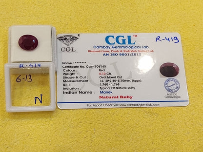 6.13 Carat Natural Old Ruby