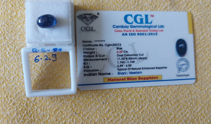 6.29 Carat Natural Blue Sapphire Stone