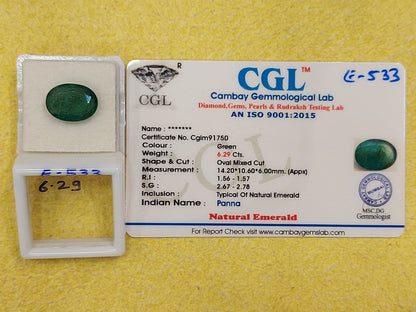 6.29 Carat Natural Emerald Stone