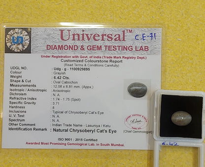 6.42 Carat Natural Cat's Eye Stone
