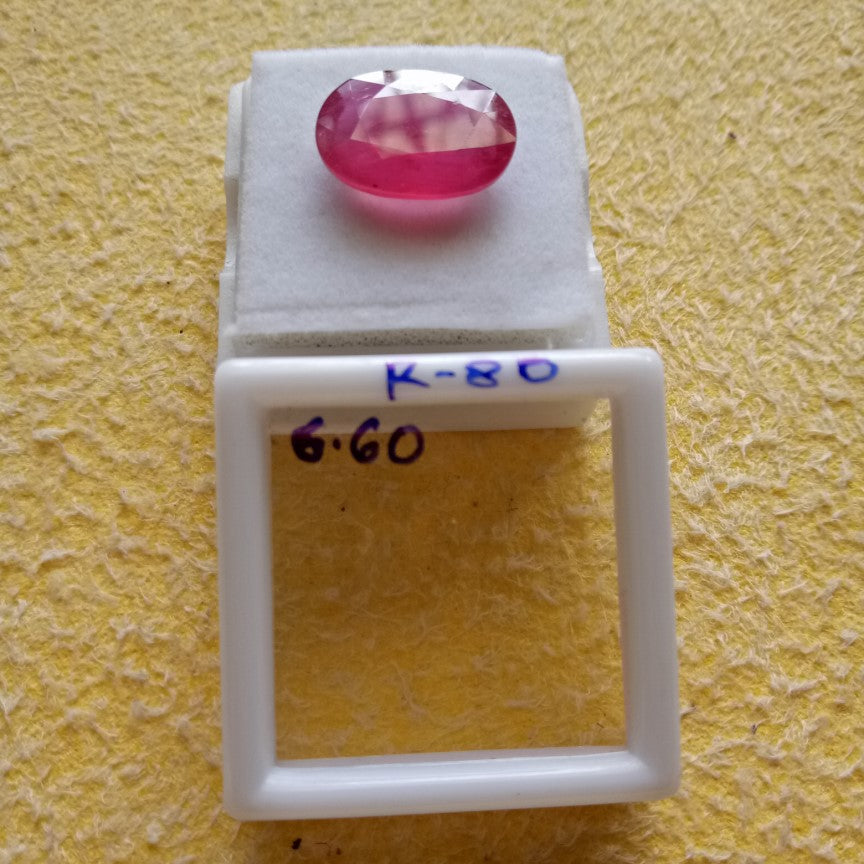 R-80 6.60 Carat Natural Old Ruby