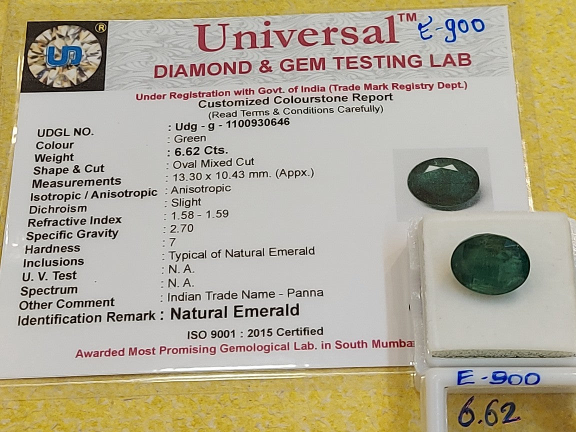 6.62 Carat Natural Zambain Emerald Gemstone