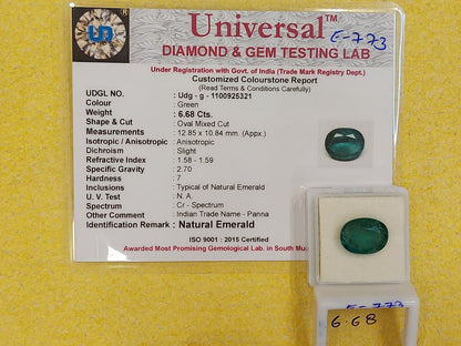 6.68 Carat Natural Emerald Stone