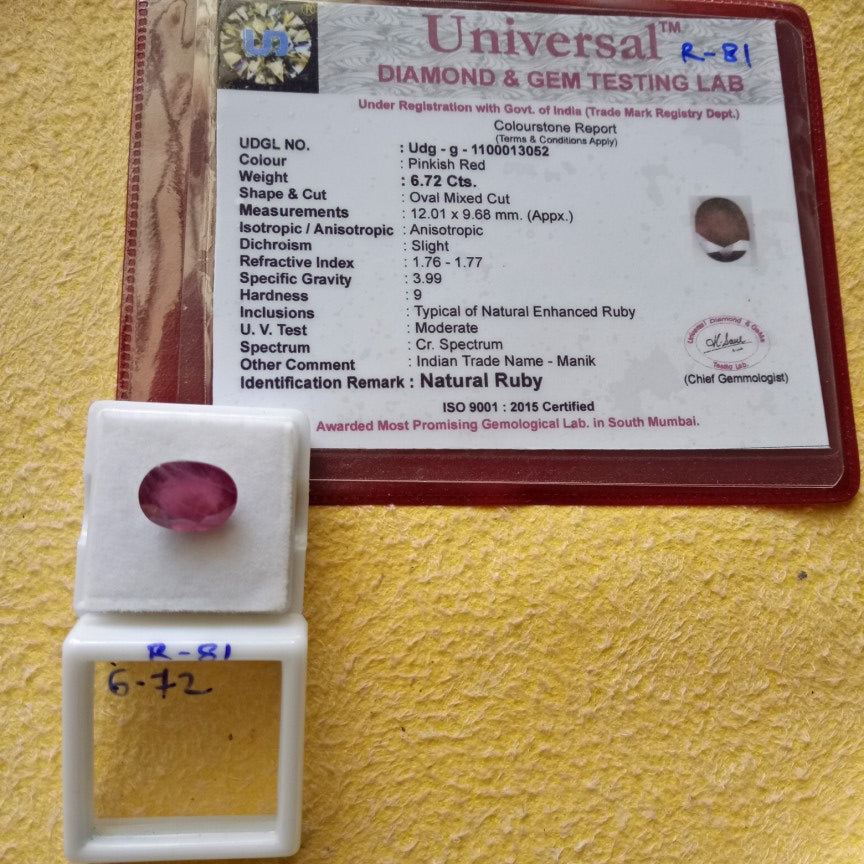 6.72 Carat Natural Old Ruby