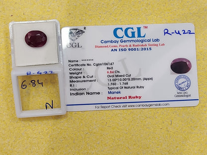 6.84 Carat Natural Old Ruby