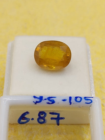 6.87 Carat Natural Yellow Sapphire Stone