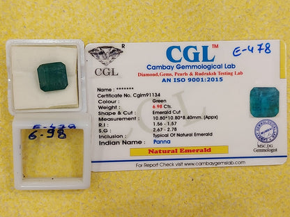 6.98 Carat Natural Emerald Stone