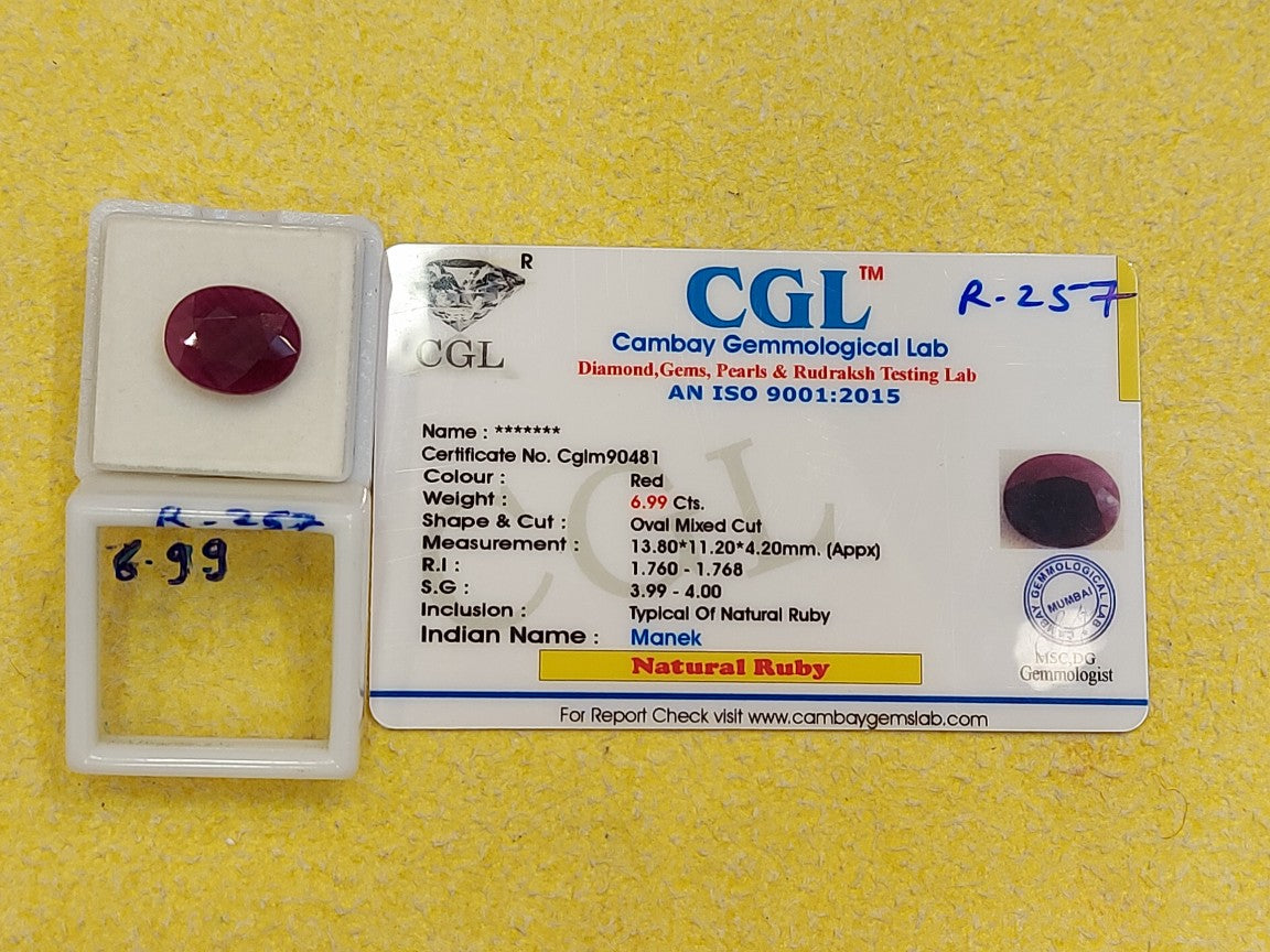 6.99 Carat Natural Ruby Stone