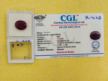 7.03 Carat Natural Ruby Stone