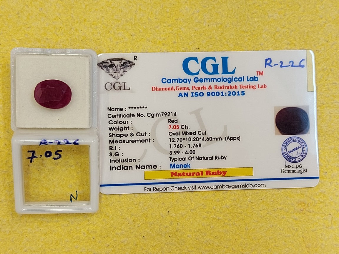 7.05 Carat Natural Ruby Stone