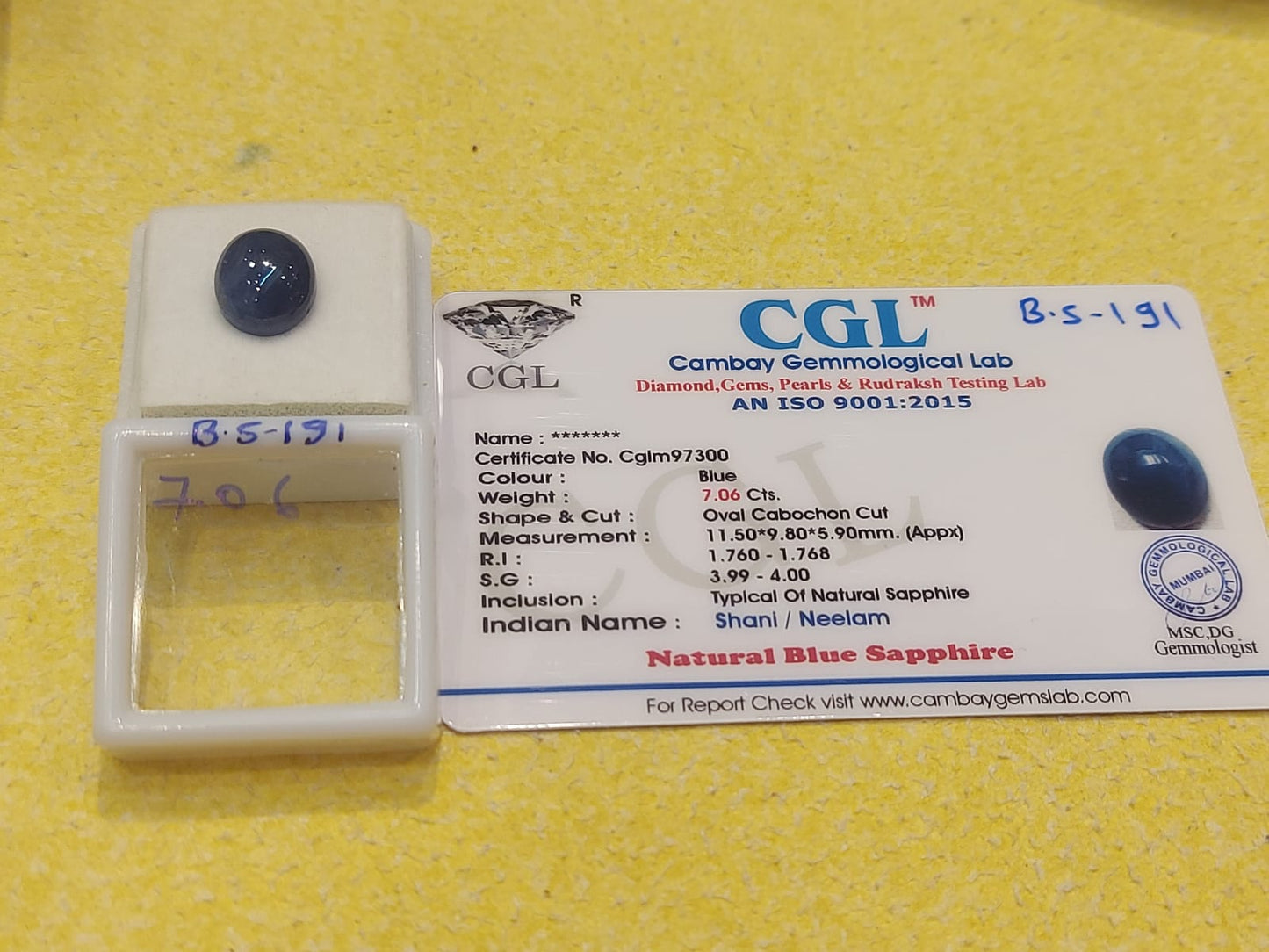 7.06 Carat Natural Blue Sapphire Stone