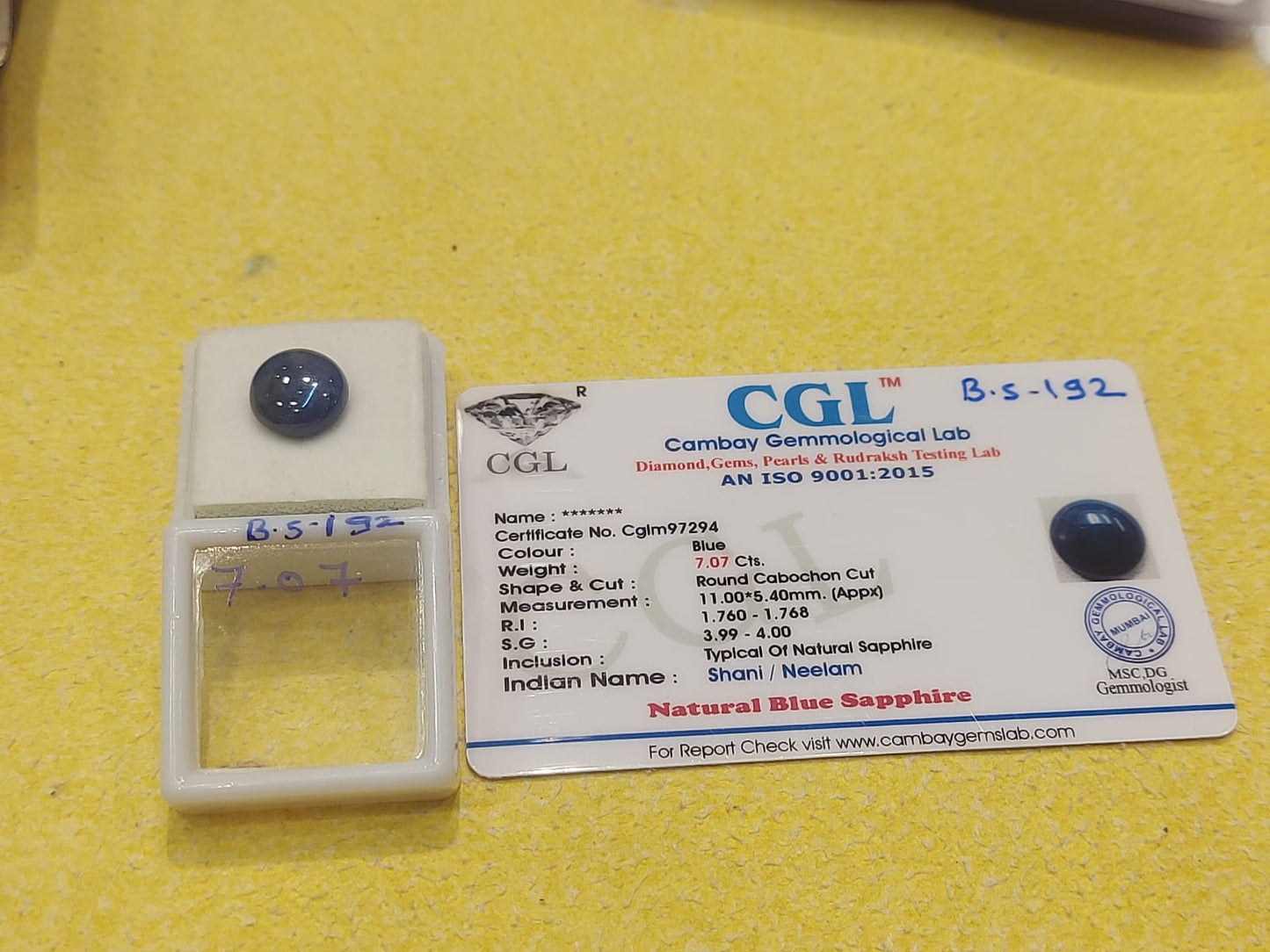 7.07 Carat Natural Blue Sapphire Stone