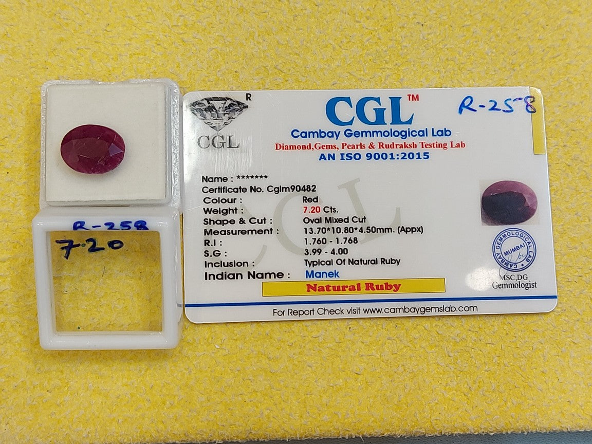 7.20 Carat Natural Ruby Stone