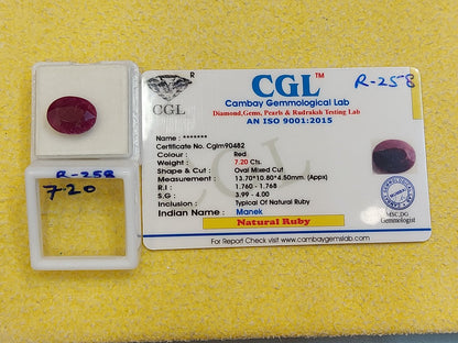 7.20 Carat Natural Ruby Stone