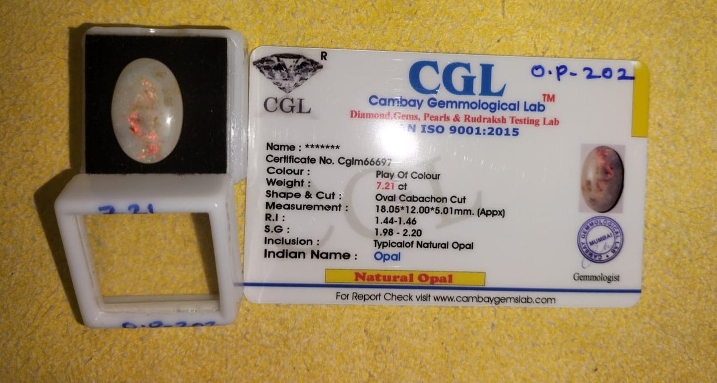 7.21 Carat Natural Opal Stone