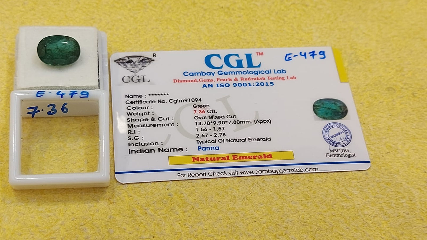 7.36	Carat Natural Emerald Stone