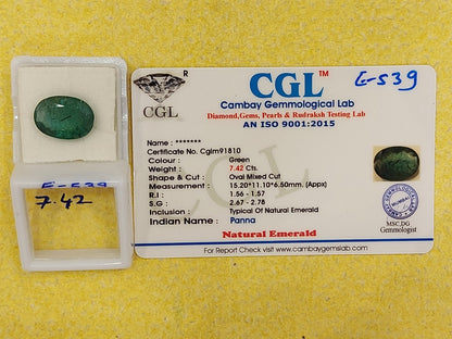 7.42	Carat Natural Emerald Stone