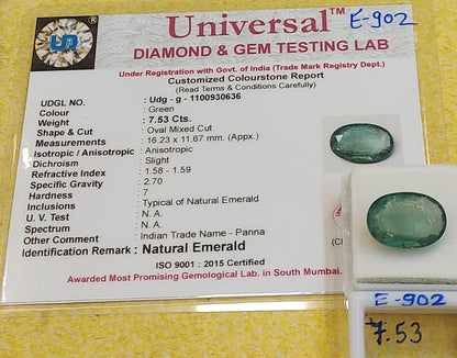 7.53 Carat Natural Zambian Emerald Gemstone