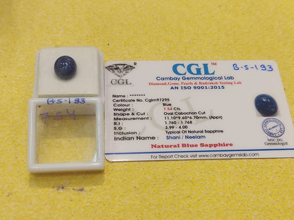 7.54 Carat Natural Blue Sapphire Stone