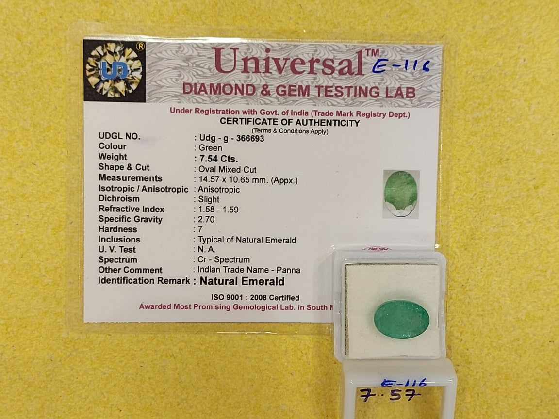 7.54	Carat Natural Emerald Stone