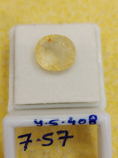 7.57 Carat Natural Yellow Sapphire Stone